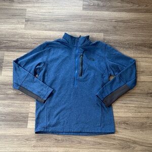 The North Face Men's Navy Zip-Up Sweater Color block Pullover